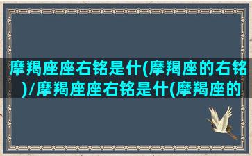 摩羯座座右铭是什(摩羯座的右铭)/摩羯座座右铭是什(摩羯座的右铭)-我的网站