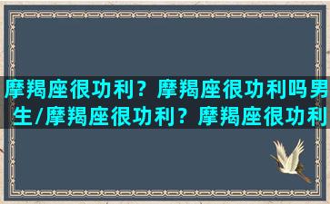 摩羯座很功利？摩羯座很功利吗男生/摩羯座很功利？摩羯座很功利吗男生-我的网站