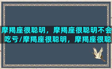 摩羯座很聪明，摩羯座很聪明不会吃亏/摩羯座很聪明，摩羯座很聪明不会吃亏-我的网站