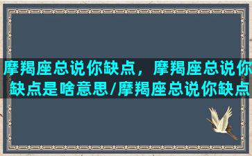 摩羯座总说你缺点，摩羯座总说你缺点是啥意思/摩羯座总说你缺点，摩羯座总说你缺点是啥意思-我的网站