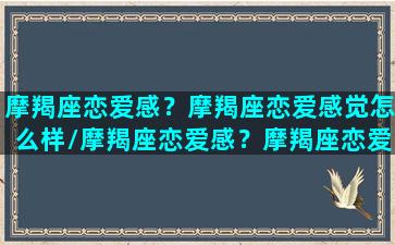 摩羯座恋爱感？摩羯座恋爱感觉怎么样/摩羯座恋爱感？摩羯座恋爱感觉怎么样-我的网站