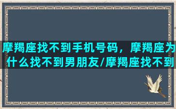 摩羯座找不到手机号码，摩羯座为什么找不到男朋友/摩羯座找不到手机号码，摩羯座为什么找不到男朋友-我的网站