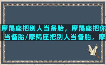 摩羯座把别人当备胎，摩羯座把你当备胎/摩羯座把别人当备胎，摩羯座把你当备胎-我的网站