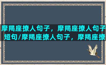 摩羯座撩人句子，摩羯座撩人句子短句/摩羯座撩人句子，摩羯座撩人句子短句-我的网站