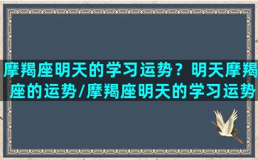 摩羯座明天的学习运势？明天摩羯座的运势/摩羯座明天的学习运势？明天摩羯座的运势-我的网站