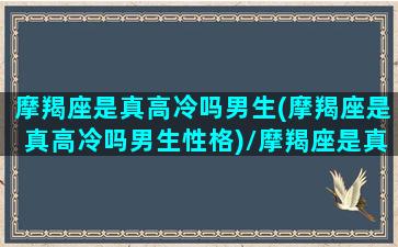 摩羯座是真高冷吗男生(摩羯座是真高冷吗男生性格)/摩羯座是真高冷吗男生(摩羯座是真高冷吗男生性格)-我的网站