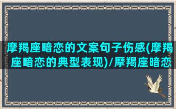 摩羯座暗恋的文案句子伤感(摩羯座暗恋的典型表现)/摩羯座暗恋的文案句子伤感(摩羯座暗恋的典型表现)-我的网站