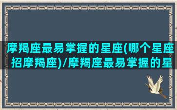 摩羯座最易掌握的星座(哪个星座招摩羯座)/摩羯座最易掌握的星座(哪个星座招摩羯座)-我的网站