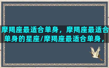 摩羯座最适合单身，摩羯座最适合单身的星座/摩羯座最适合单身，摩羯座最适合单身的星座-我的网站