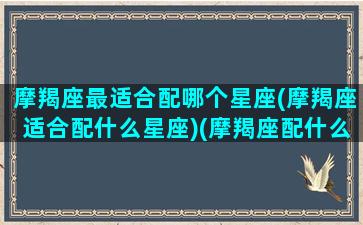 摩羯座最适合配哪个星座(摩羯座适合配什么星座)(摩羯座配什么座好)