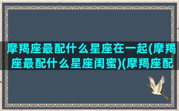 摩羯座最配什么星座在一起(摩羯座最配什么星座闺蜜)(摩羯座配哪个星座最好)