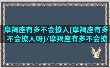 摩羯座有多不会撩人(摩羯座有多不会撩人呀)/摩羯座有多不会撩人(摩羯座有多不会撩人呀)-我的网站