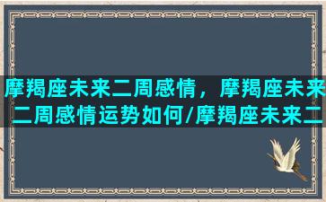 摩羯座未来二周感情，摩羯座未来二周感情运势如何/摩羯座未来二周感情，摩羯座未来二周感情运势如何-我的网站