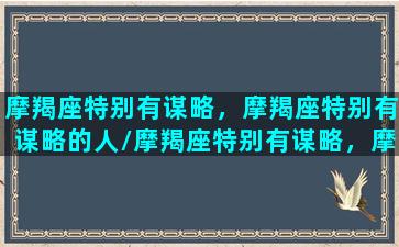 摩羯座特别有谋略，摩羯座特别有谋略的人/摩羯座特别有谋略，摩羯座特别有谋略的人-我的网站