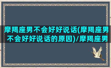 摩羯座男不会好好说话(摩羯座男不会好好说话的原因)/摩羯座男不会好好说话(摩羯座男不会好好说话的原因)-我的网站