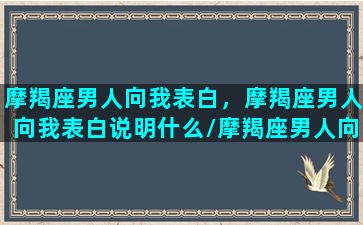 摩羯座男人向我表白，摩羯座男人向我表白说明什么/摩羯座男人向我表白，摩羯座男人向我表白说明什么-我的网站