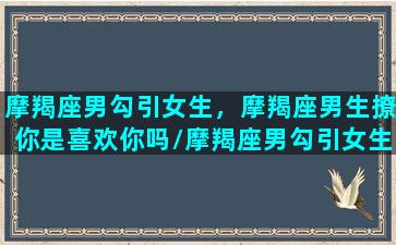 摩羯座男勾引女生，摩羯座男生撩你是喜欢你吗/摩羯座男勾引女生，摩羯座男生撩你是喜欢你吗-我的网站