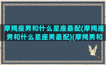 摩羯座男和什么星座最配(摩羯座男和什么星座男最配)(摩羯男和什么星座最配排行榜)