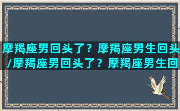 摩羯座男回头了？摩羯座男生回头/摩羯座男回头了？摩羯座男生回头-我的网站