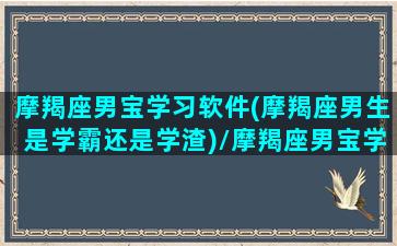 摩羯座男宝学习软件(摩羯座男生是学霸还是学渣)/摩羯座男宝学习软件(摩羯座男生是学霸还是学渣)-我的网站