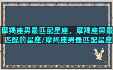 摩羯座男最匹配星座，摩羯座男最匹配的星座/摩羯座男最匹配星座，摩羯座男最匹配的星座-我的网站