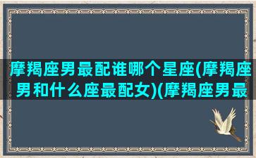 摩羯座男最配谁哪个星座(摩羯座男和什么座最配女)(摩羯座男最配对的星座)