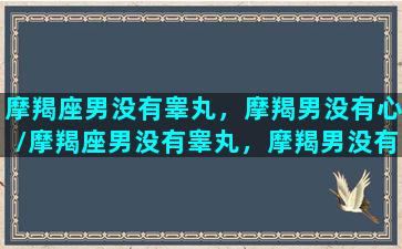 摩羯座男没有睾丸，摩羯男没有心/摩羯座男没有睾丸，摩羯男没有心-我的网站