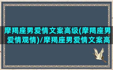 摩羯座男爱情文案高级(摩羯座男爱情观情)/摩羯座男爱情文案高级(摩羯座男爱情观情)-我的网站