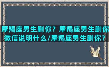 摩羯座男生删你？摩羯座男生删你微信说明什么/摩羯座男生删你？摩羯座男生删你微信说明什么-我的网站