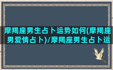 摩羯座男生占卜运势如何(摩羯座男爱情占卜)/摩羯座男生占卜运势如何(摩羯座男爱情占卜)-我的网站