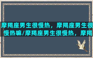 摩羯座男生很慢热，摩羯座男生很慢热嘛/摩羯座男生很慢热，摩羯座男生很慢热嘛-我的网站