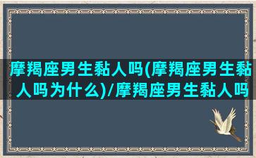 摩羯座男生黏人吗(摩羯座男生黏人吗为什么)/摩羯座男生黏人吗(摩羯座男生黏人吗为什么)-我的网站