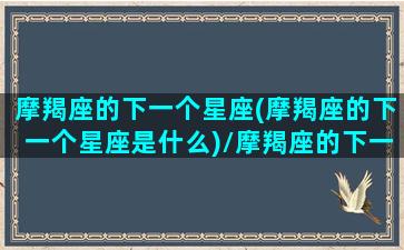 摩羯座的下一个星座(摩羯座的下一个星座是什么)/摩羯座的下一个星座(摩羯座的下一个星座是什么)-我的网站