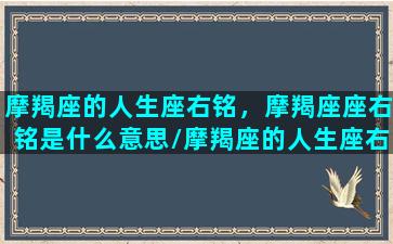 摩羯座的人生座右铭，摩羯座座右铭是什么意思/摩羯座的人生座右铭，摩羯座座右铭是什么意思-我的网站