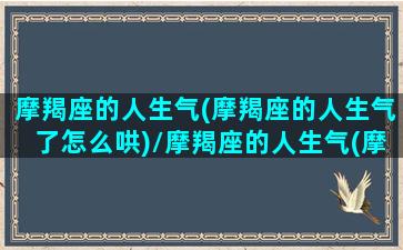 摩羯座的人生气(摩羯座的人生气了怎么哄)/摩羯座的人生气(摩羯座的人生气了怎么哄)-我的网站