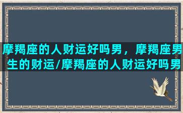 摩羯座的人财运好吗男，摩羯座男生的财运/摩羯座的人财运好吗男，摩羯座男生的财运-我的网站