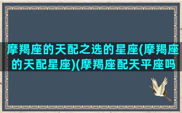 摩羯座的天配之选的星座(摩羯座的天配星座)(摩羯座配天平座吗)