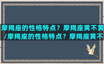 摩羯座的性格特点？摩羯座黄不黄/摩羯座的性格特点？摩羯座黄不黄-我的网站