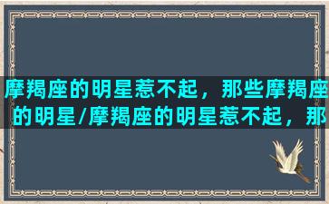 摩羯座的明星惹不起，那些摩羯座的明星/摩羯座的明星惹不起，那些摩羯座的明星-我的网站