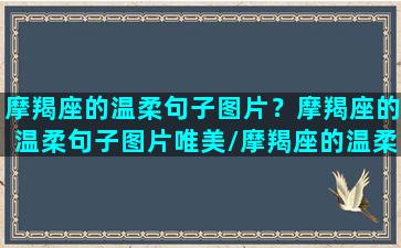 摩羯座的温柔句子图片？摩羯座的温柔句子图片唯美/摩羯座的温柔句子图片？摩羯座的温柔句子图片唯美-我的网站