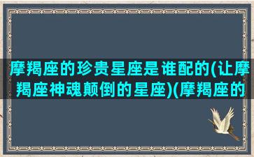 摩羯座的珍贵星座是谁配的(让摩羯座神魂颠倒的星座)(摩羯座的最佳配偶是什么星座)