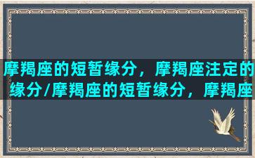 摩羯座的短暂缘分，摩羯座注定的缘分/摩羯座的短暂缘分，摩羯座注定的缘分-我的网站