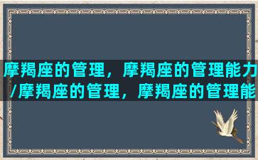 摩羯座的管理，摩羯座的管理能力/摩羯座的管理，摩羯座的管理能力-我的网站