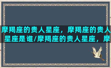 摩羯座的贵人星座，摩羯座的贵人星座是谁/摩羯座的贵人星座，摩羯座的贵人星座是谁-我的网站