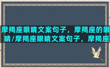 摩羯座眼睛文案句子，摩羯座的眼睛/摩羯座眼睛文案句子，摩羯座的眼睛-我的网站