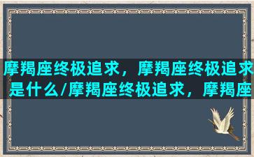 摩羯座终极追求，摩羯座终极追求是什么/摩羯座终极追求，摩羯座终极追求是什么-我的网站