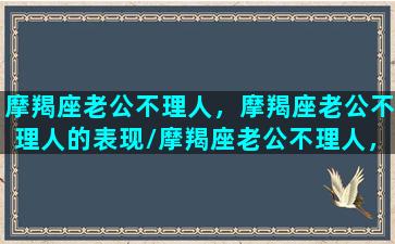 摩羯座老公不理人，摩羯座老公不理人的表现/摩羯座老公不理人，摩羯座老公不理人的表现-我的网站