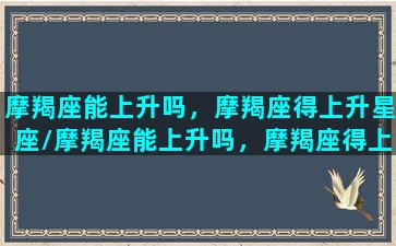 摩羯座能上升吗，摩羯座得上升星座/摩羯座能上升吗，摩羯座得上升星座-我的网站