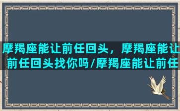 摩羯座能让前任回头，摩羯座能让前任回头找你吗/摩羯座能让前任回头，摩羯座能让前任回头找你吗-我的网站