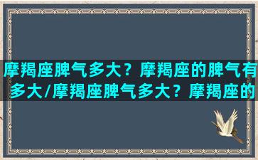 摩羯座脾气多大？摩羯座的脾气有多大/摩羯座脾气多大？摩羯座的脾气有多大-我的网站